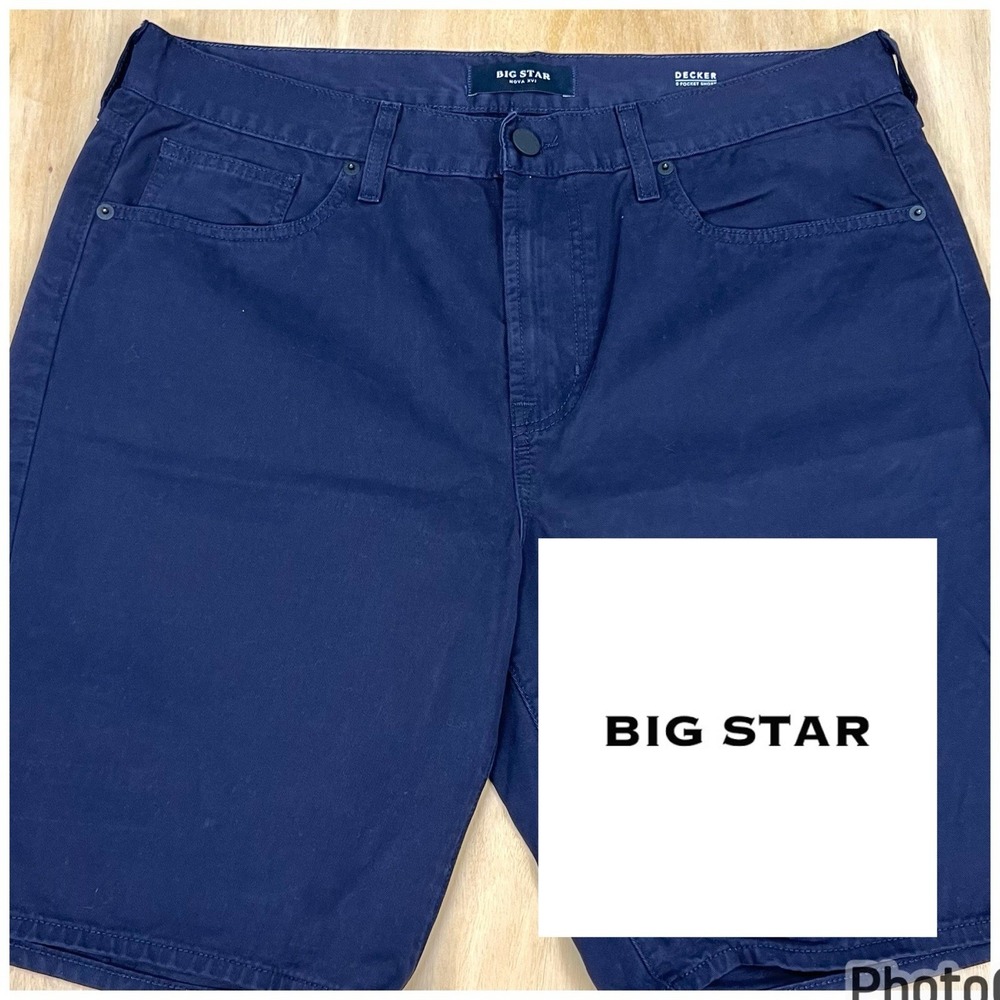 Big Star Decker 5 Pocket Shorts Mens 35x9 Cotton Navy Chino Golf Relaxed Fit‎